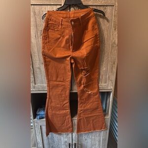SHEIN Rust Flare Jeans